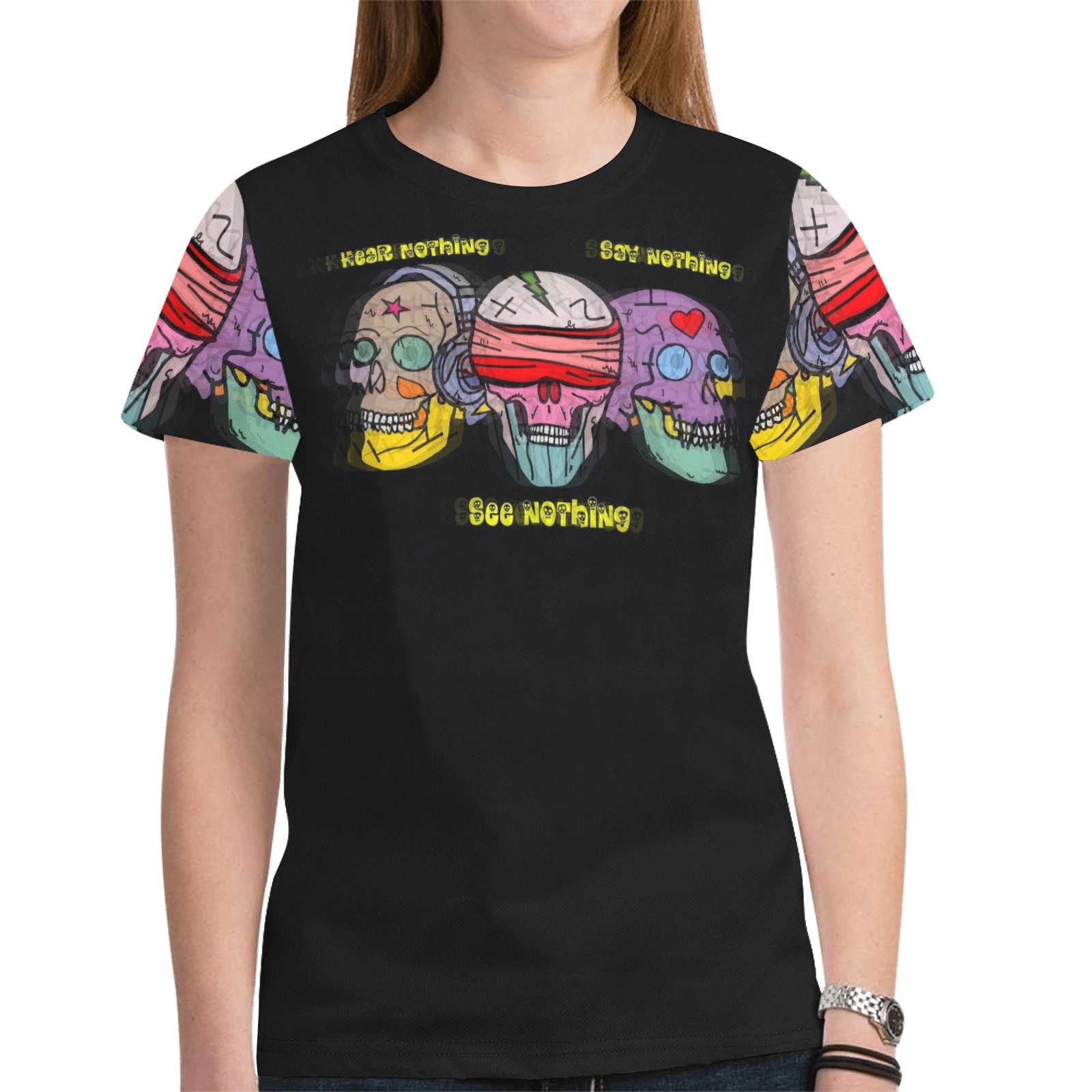 Skull 2023 by Nico Bielow New All Over Print T-shirt for Women (Model T45)
