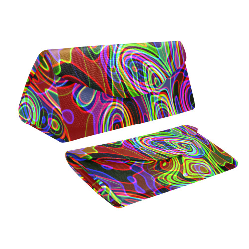 Abstract Retro Neon Pattern Background Design Custom Foldable Glasses Case