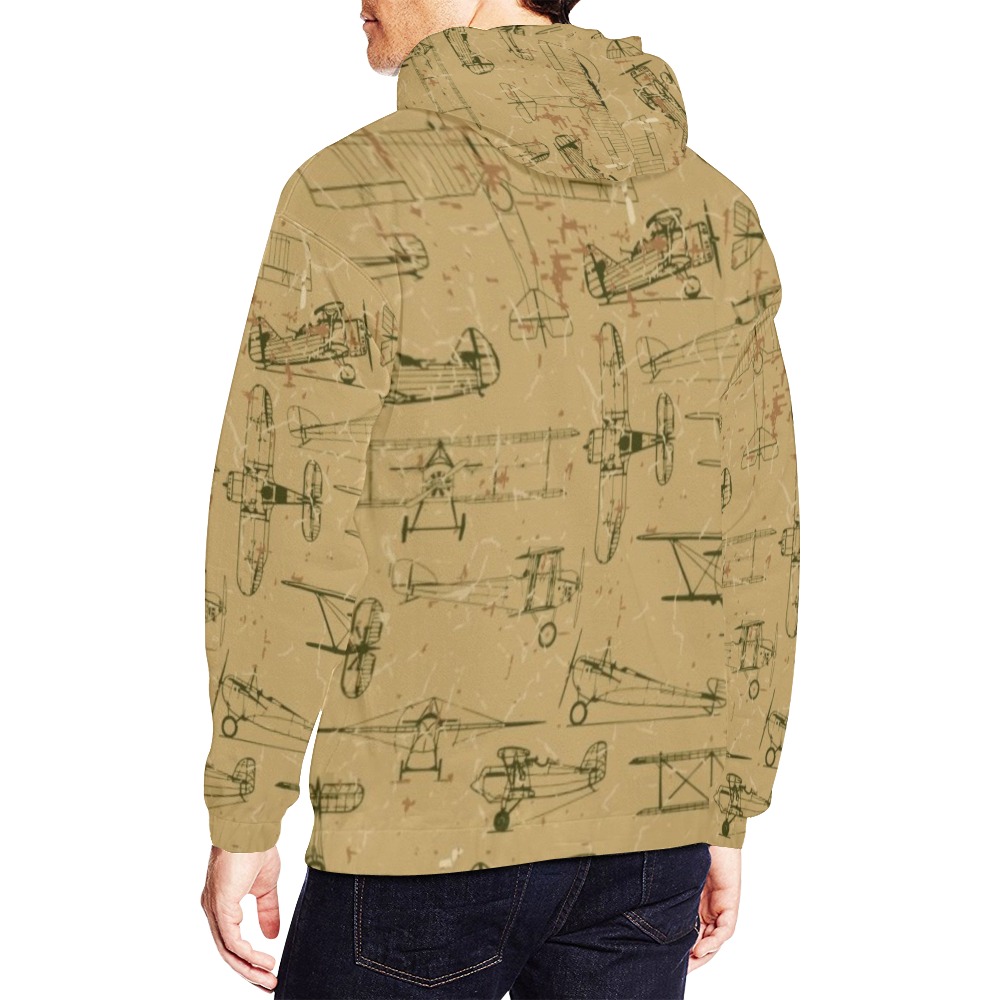 Vintage Planes All Over Print Hoodie for Men (USA Size) (Model H13)