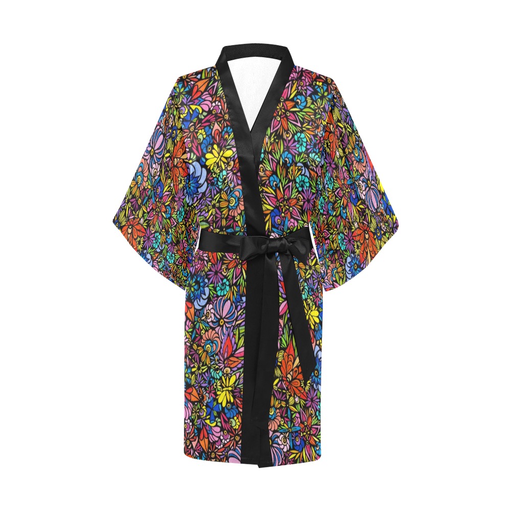 Lac La Hache Wildflowers - Large Pattern Kimono Robe