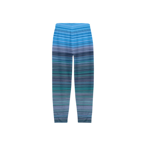 Abstract Blue Horizontal Stripes Kids' All Over Print Pajama Trousers