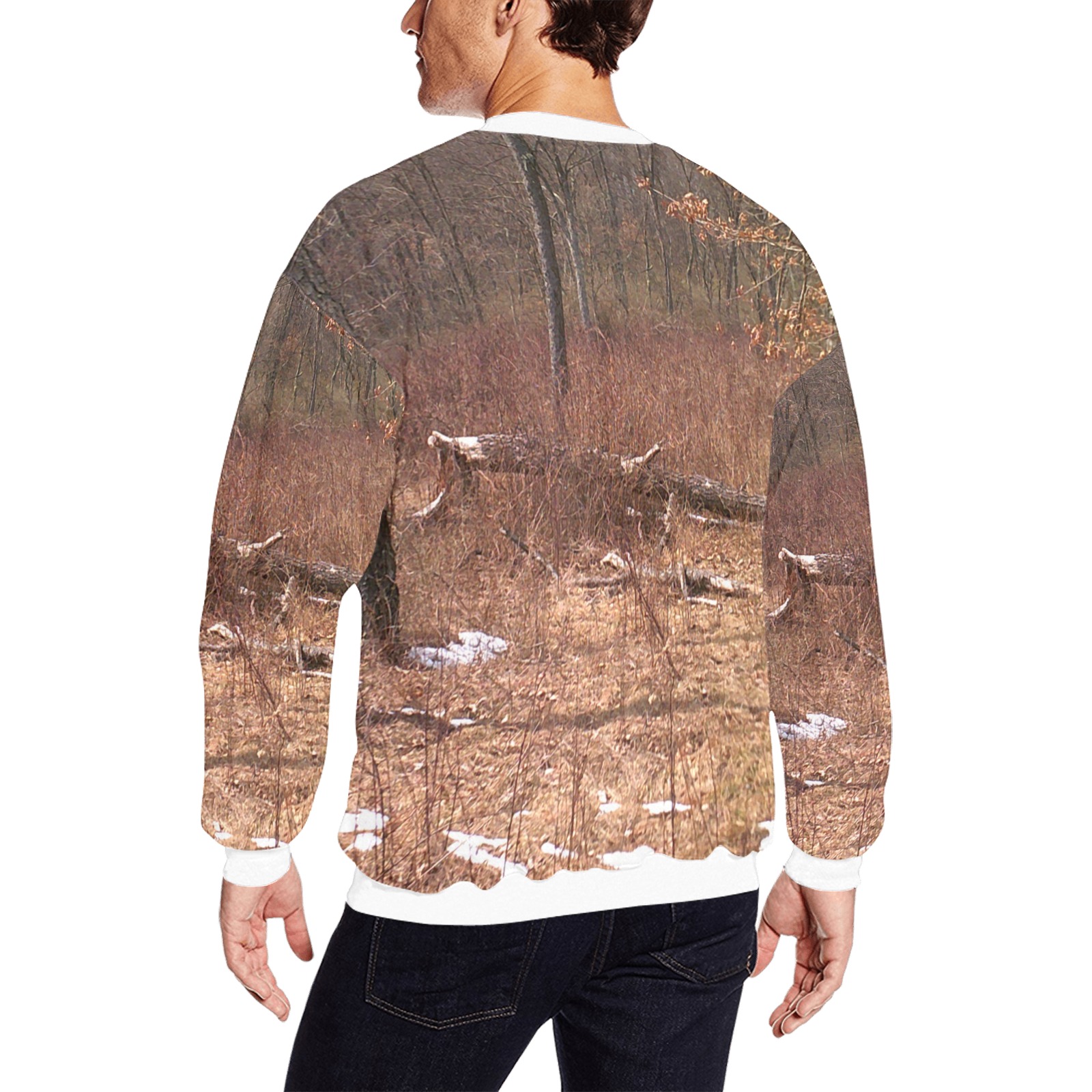 Falling tree in the woods All Over Print Crewneck Sweatshirt for Men (Model H18)