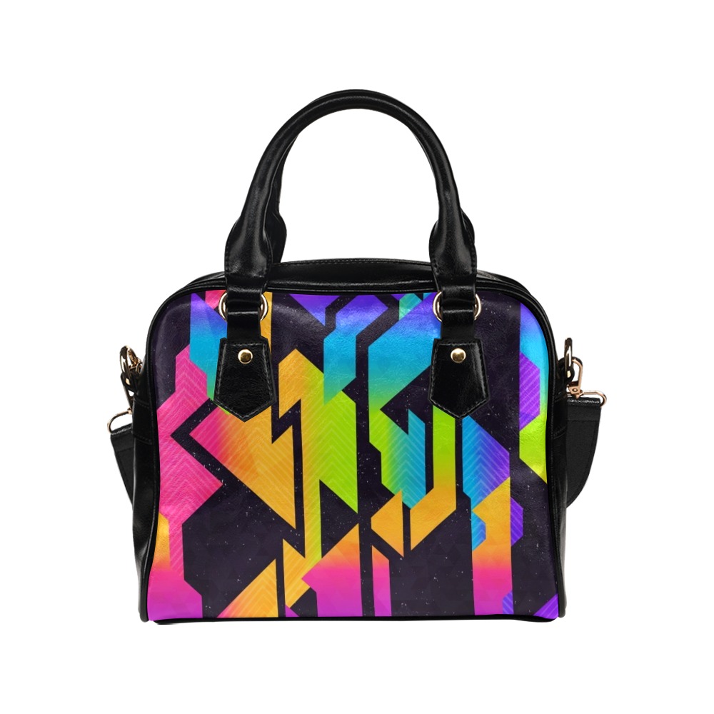 Vintage Neon Rainbow Gradient, Slight Grunge Shoulder Handbag (Model 1634)