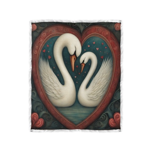 Swan Love Double Layer Short Plush Blanket 50"x60"