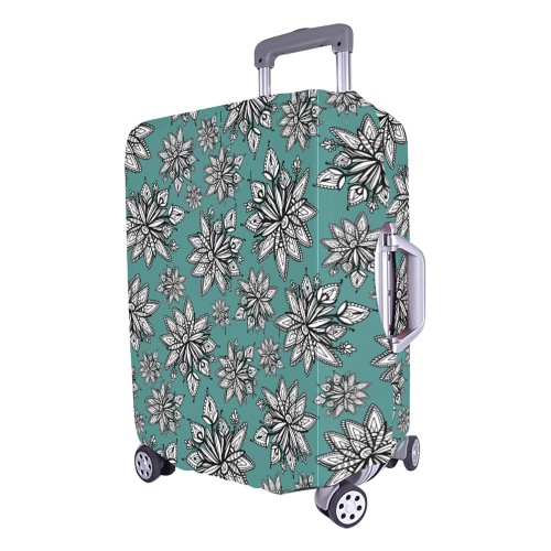 Creekside Floret pattern teal Luggage Cover/Large 26"-28"