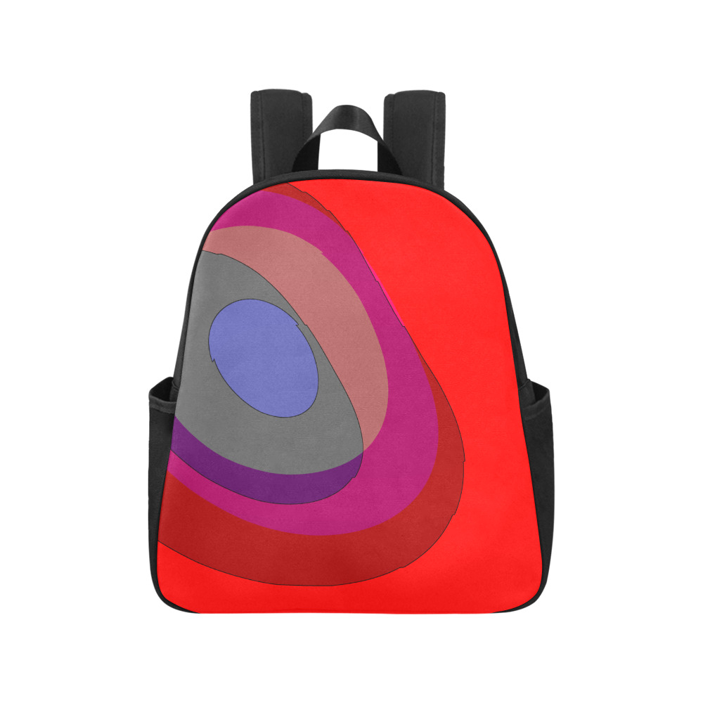 Red Abstract 714 Multi-Pocket Fabric Backpack (Model 1684)
