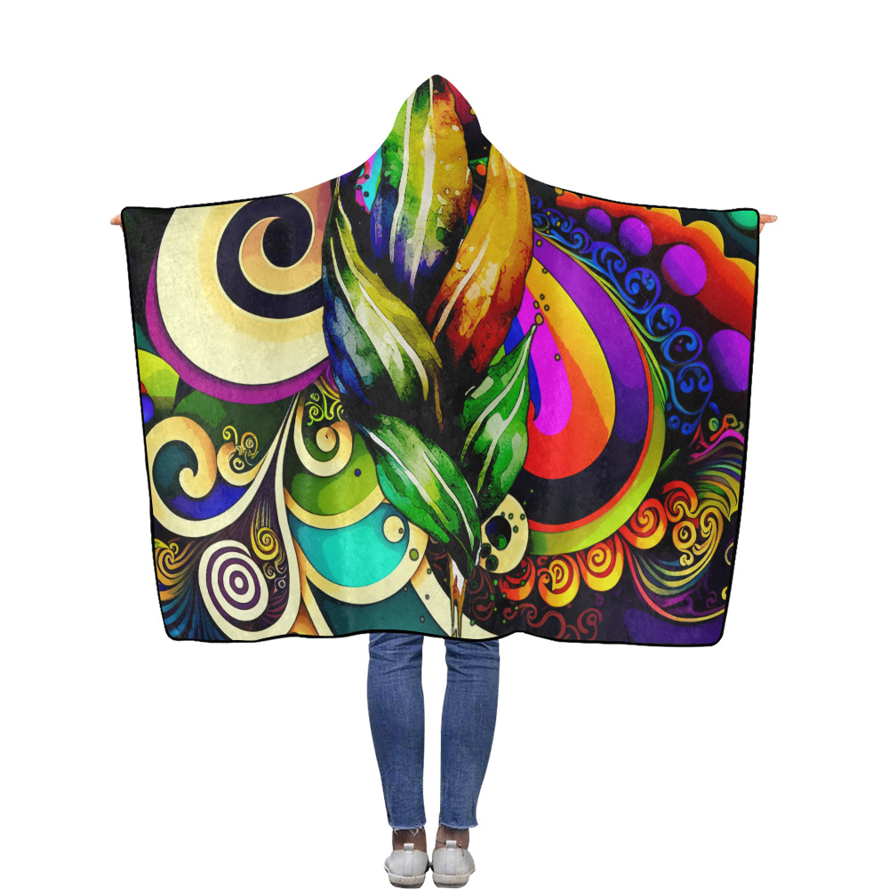 Mardi Gras Colorful New Orleans Flannel Hooded Blanket 50''x60''