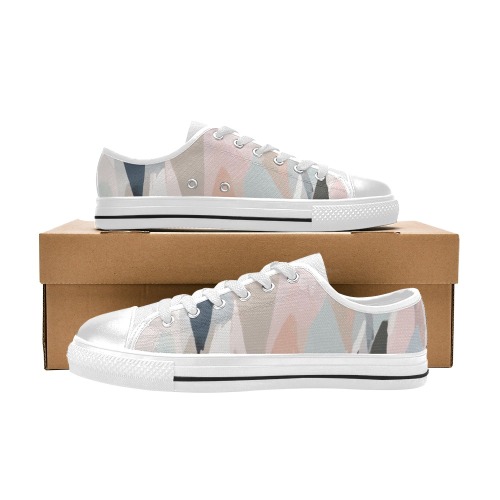 Elegant abstract shapes of soft pink, blue colors Women's Classic Canvas Shoes (Model 018)