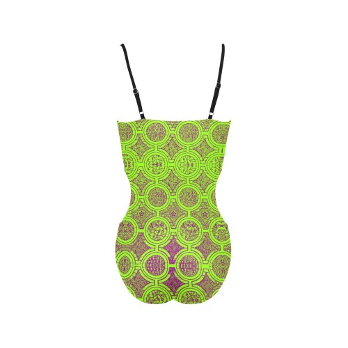 AFRICAN PRINT PATTERN 2 Spaghetti Strap Cut Out Sides Swimsuit (Model S28)