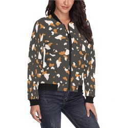 Dark modern terrazzo PDP All Over Print Bomber Jacket for Women (Model H36)