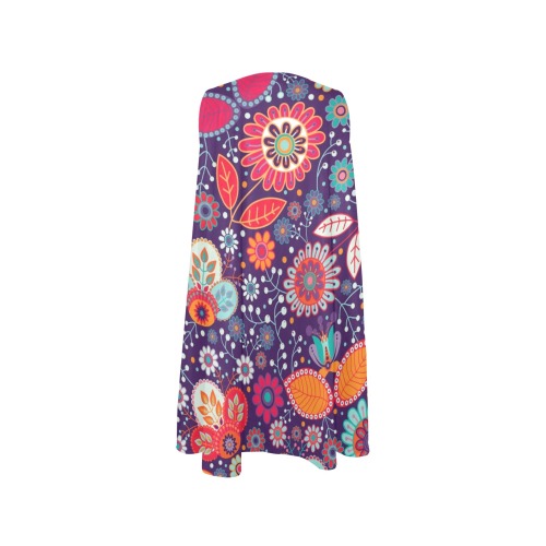Beautiful Retro Floral Sleeveless A-Line Pocket Dress (Model D57)
