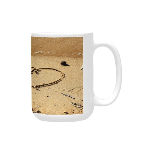 Hearts Written In Sand Custom Ceramic Mug (15OZ)