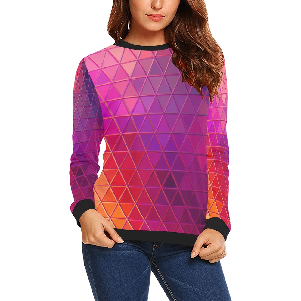 mosaic triangle 5 All Over Print Crewneck Sweatshirt for Women (Model H18)