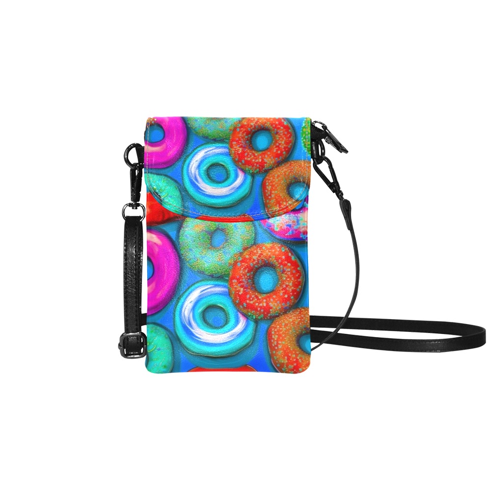 Colorful Donuts Teal Small Cell Phone Purse (Model 1711)
