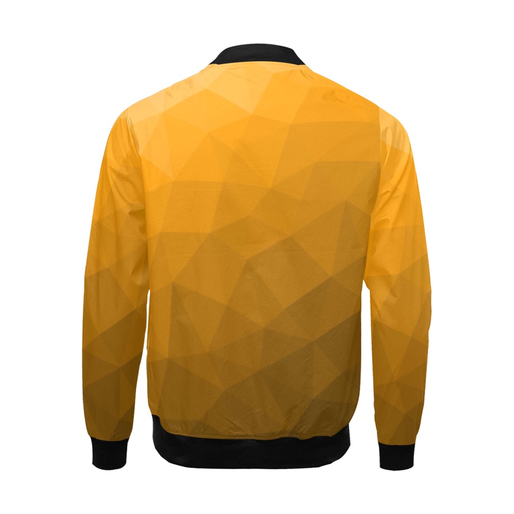 Orange gradient geometric mesh pattern All Over Print Bomber Jacket for Men (Model H19)