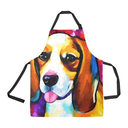 Dog Beagle Funny Colorful Animal Art All Over Print Apron