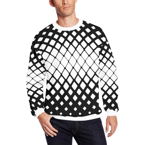 BLACK AND WHITE PATTERN All Over Print Crewneck Sweatshirt for Men (Model H18)