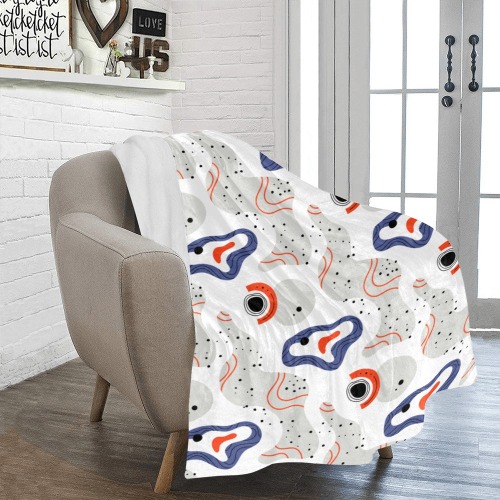 Elegant Abstract Mid Century Pattern Ultra-Soft Micro Fleece Blanket 43''x56''