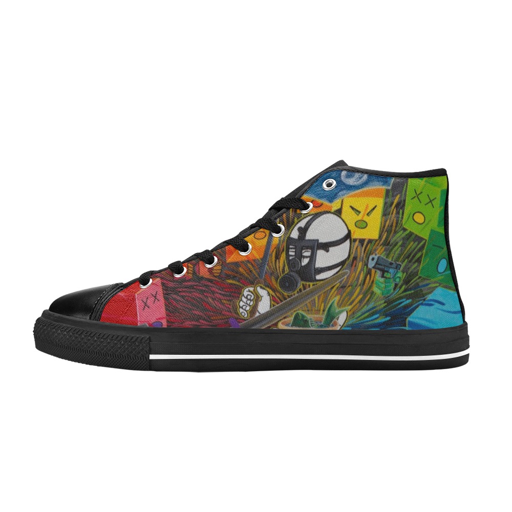 Ish presenting Fish Women's Classic High Top Canvas Shoes (Model 017)