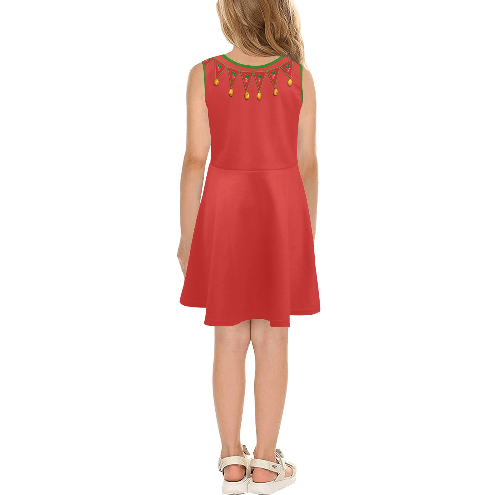 Red Elf Costume Girls' Sleeveless Sundress (Model D56)