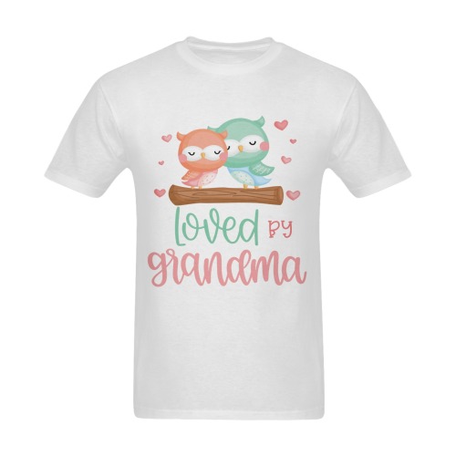 Loved By Grandma with Adorable Owls Sunny Men's T- shirt (Model T06)