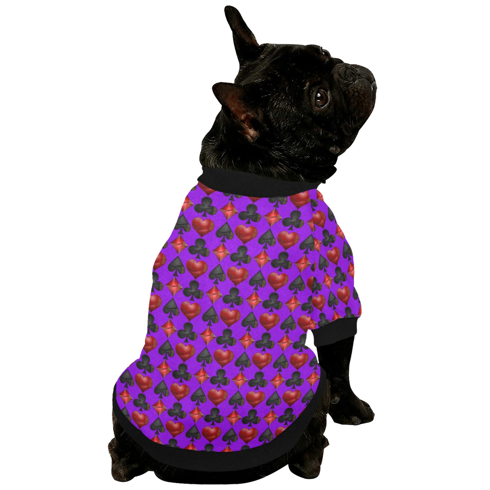 Las Vegas Poker Card Shapes - Purple Pet Dog Round Neck Shirt