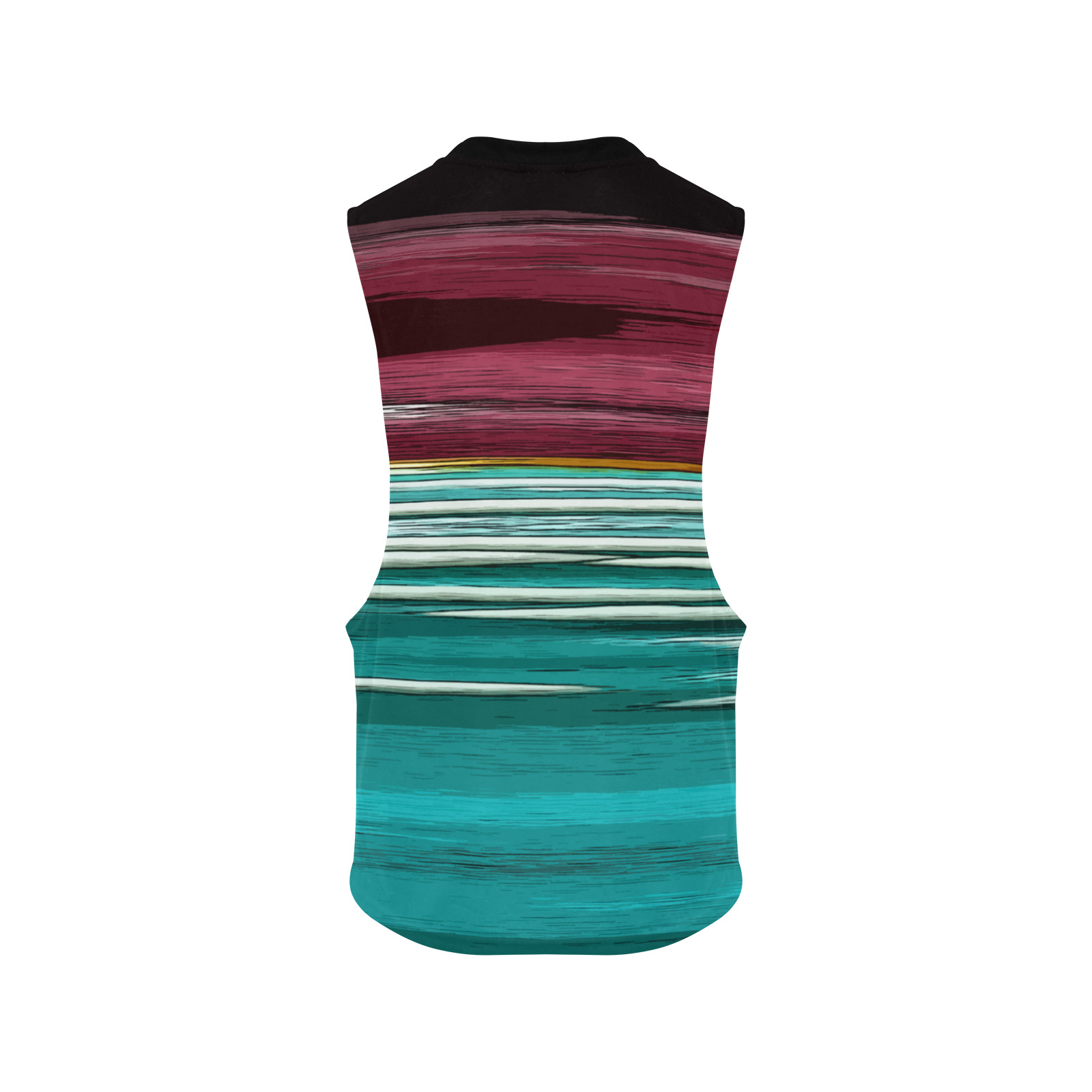 Abstract Red And Turquoise Horizontal Stripes Men's Open Sides Workout Tank Top (Model T72)