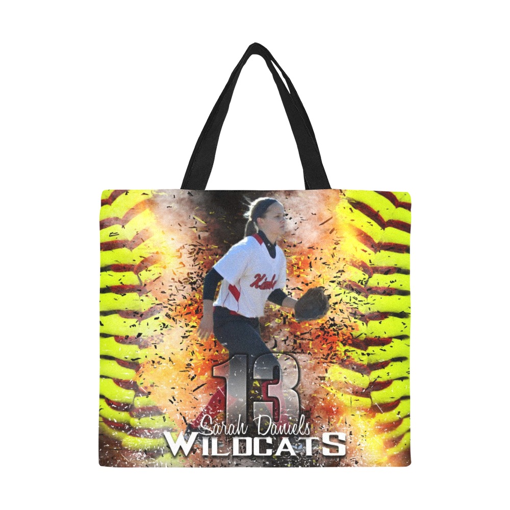 PERSONALIZED SOFTBALL INFERNO TOTE BAG All Over Print Canvas Tote Bag/Large (Model 1699)
