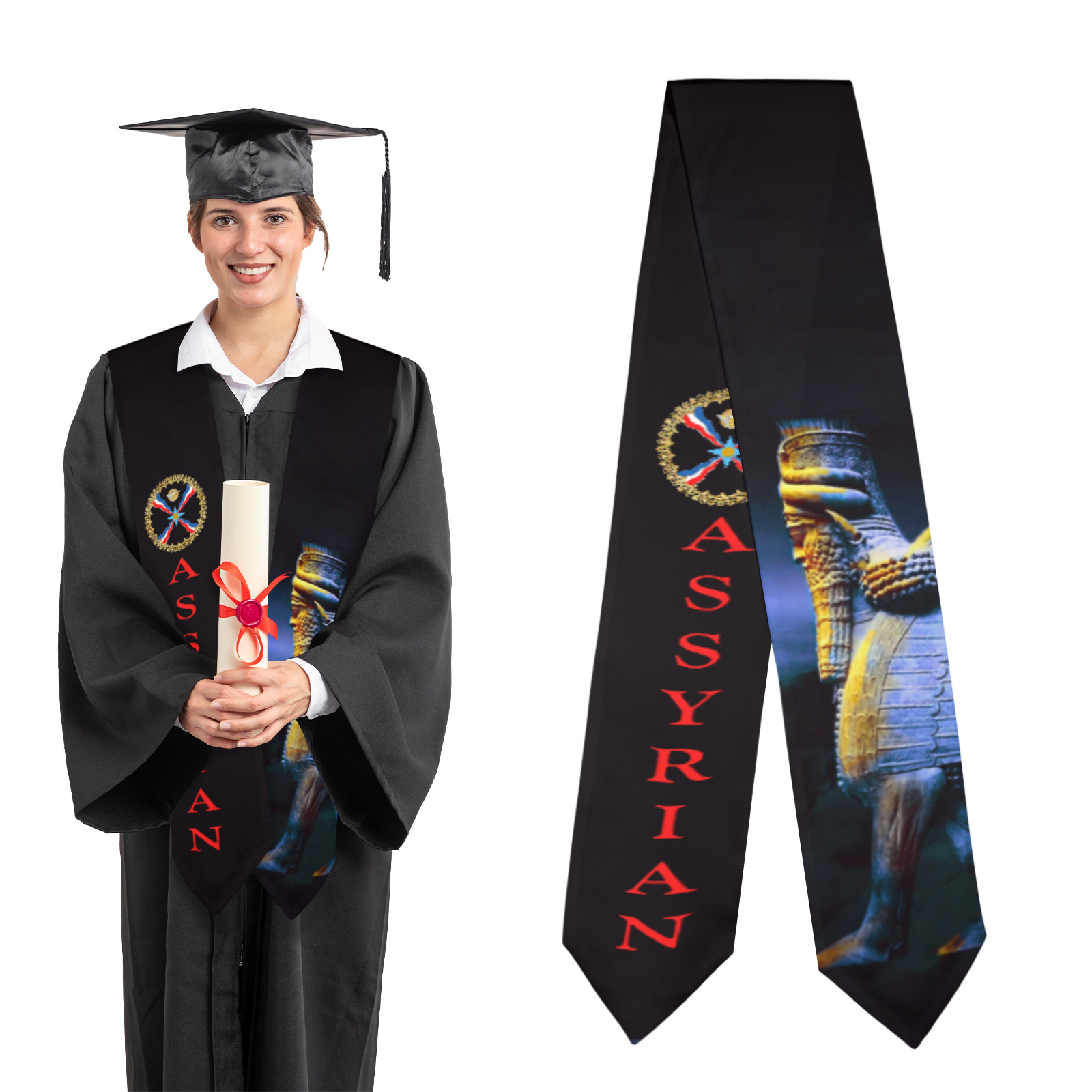 Lamassu blue Graduation Stole