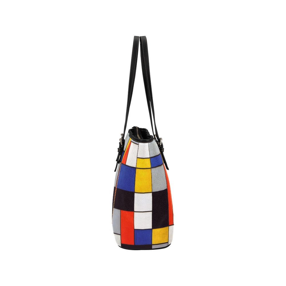 Composition A by Piet Mondrian Leather Tote Bag/Small (Model 1640)