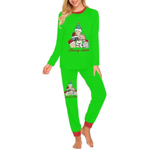 Meowy Catmas Tree Women's All Over Print Pajama Set