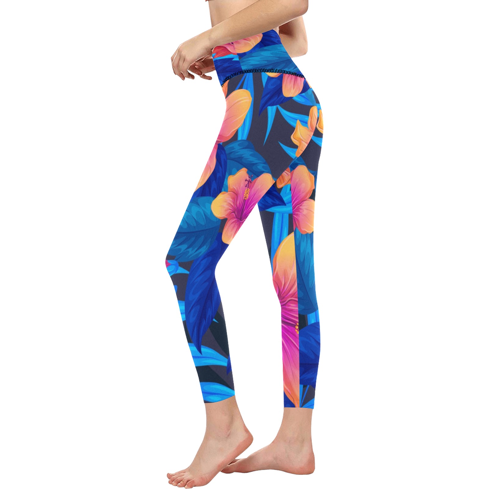 Hibiscus Flower Collectable Fly Women's All Over Print High-Waisted Leggings (Model L36)