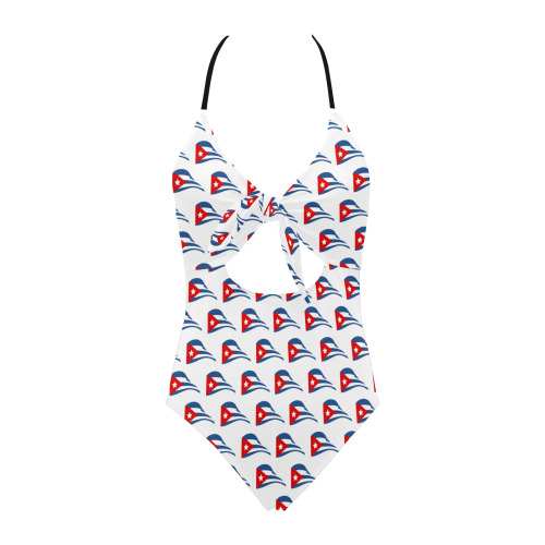 Cuban Flapping  Flags Backless Hollow Out Bow Tie Swimsuit (Model S17)