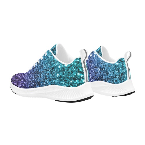 Aqua blue ombre faux glitter sparkles Women's Alpha Running Shoes (Model 10093)