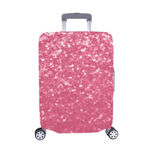 Magenta light pink red faux sparkles glitter Luggage Cover/Medium 22"-25"