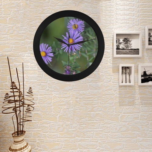 Purple Flowers Circular Plastic Wall clock