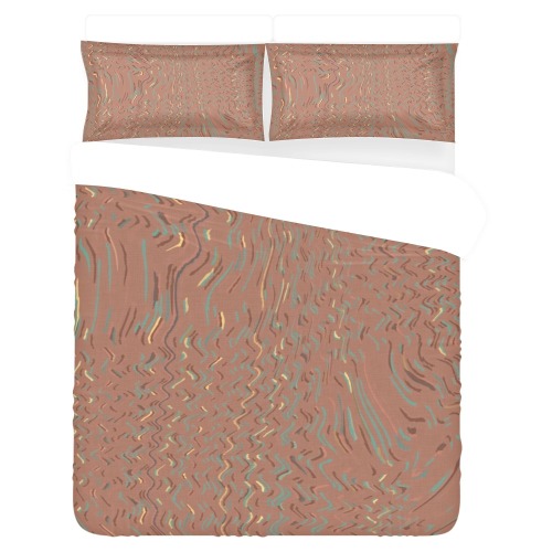 Terracotta Brown and Sand Texture 3-Piece Bedding Set