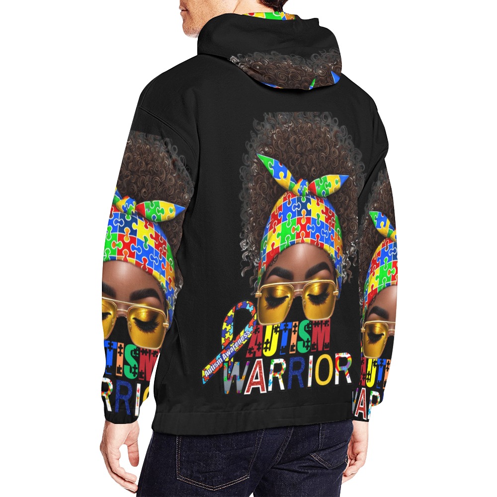 ALLOVER AUTISM HOODIE BLACK All Over Print Hoodie for Men (USA Size) (Model H13)