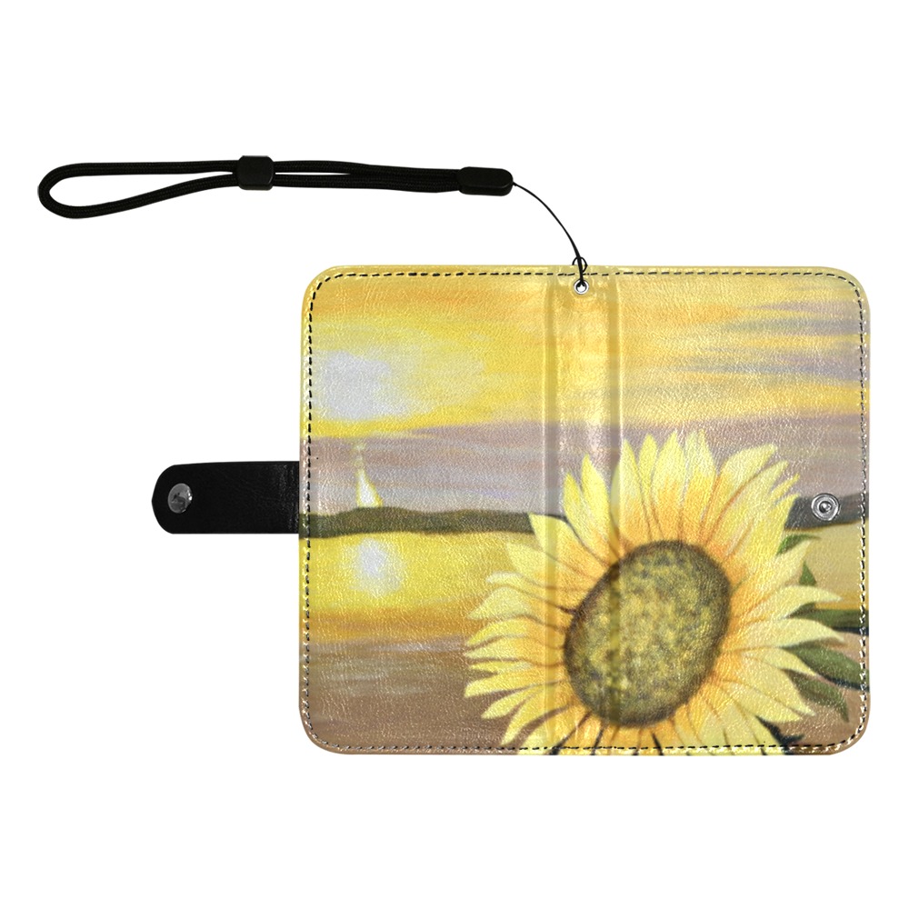 Sunflower Beach Wallet Phone Case Flip Leather Purse for Mobile Phone/Large (Model 1703)