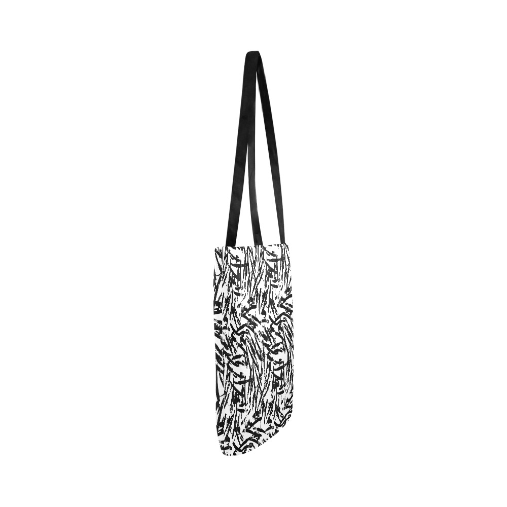 Brush Stroke Black and White Reusable Shopping Bag Model 1660 (Two sides)