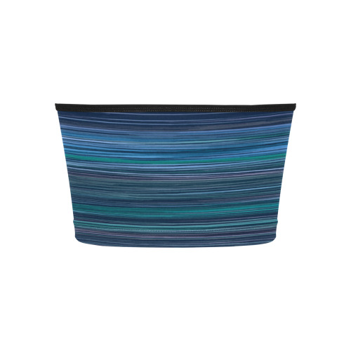 Abstract Blue Horizontal Stripes Women's Tie Bandeau Top (Model T66)