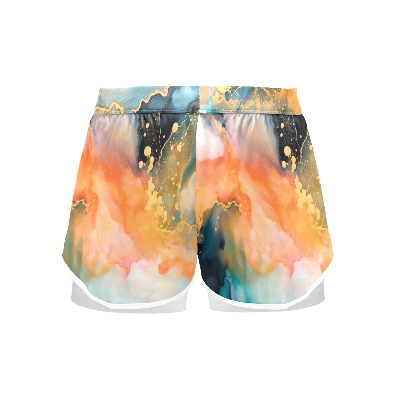 Exquisite-ink-painting_09D Women's Sports Shorts with Compression Liner (Model L63)