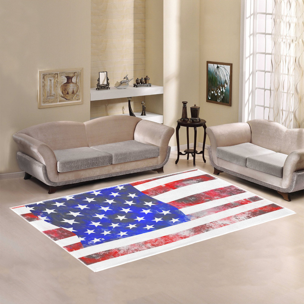 Extreme Grunge American Flag of the USA Area Rug7'x5'