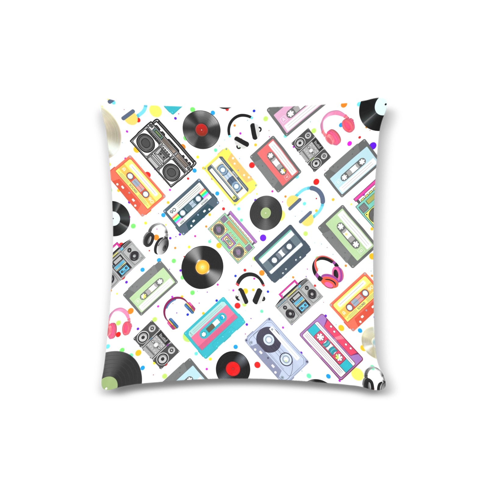Retro Music Artistic Pillow Case 16" x 16"(one side). Custom Zippered Pillow Case 16"x16" (one side)