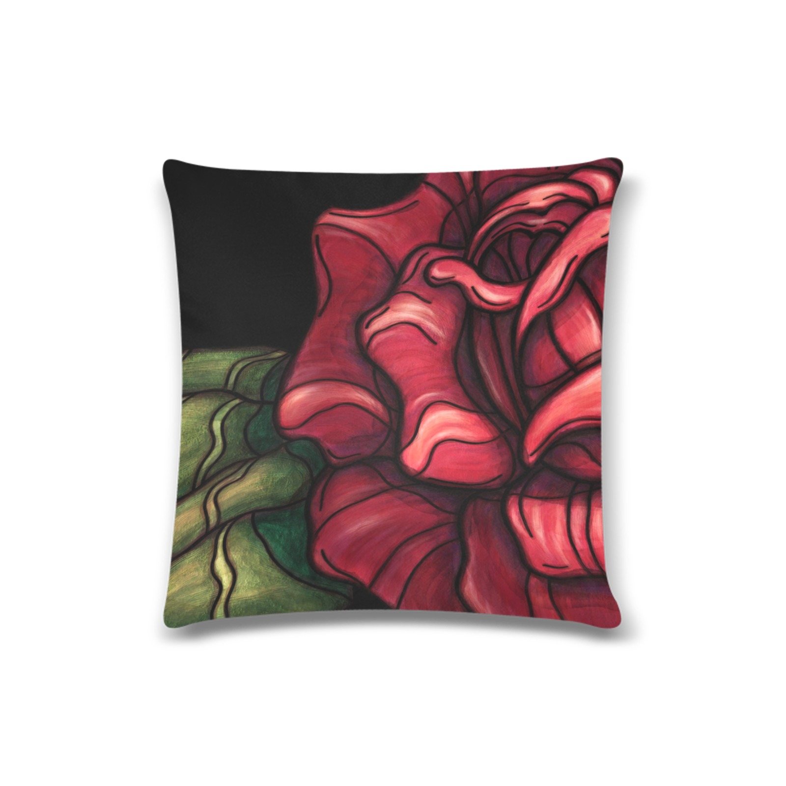 red rose Custom Zippered Pillow Case 16"x16"(Twin Sides)