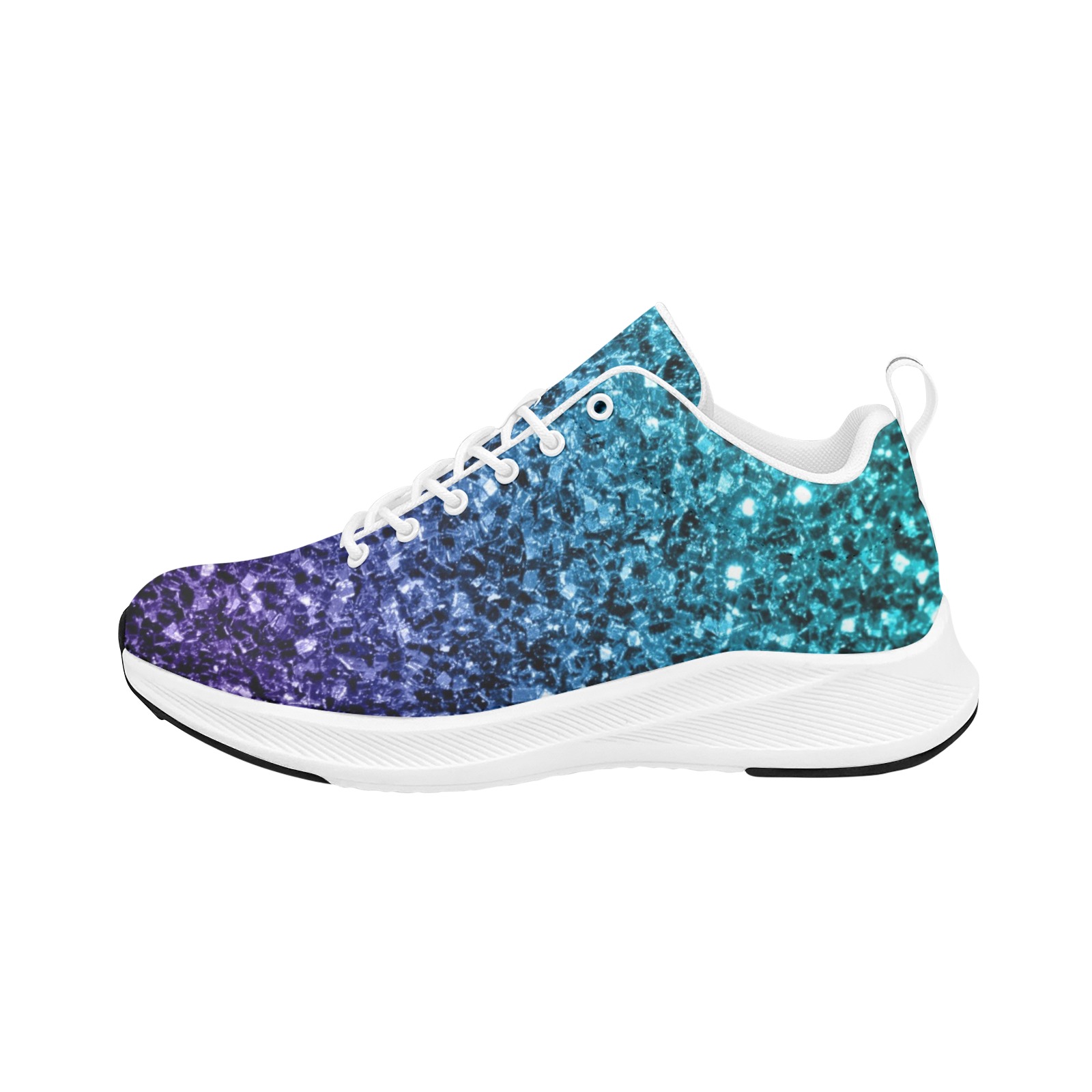Aqua blue ombre faux glitter sparkles Women's Alpha Running Shoes (Model 10093)