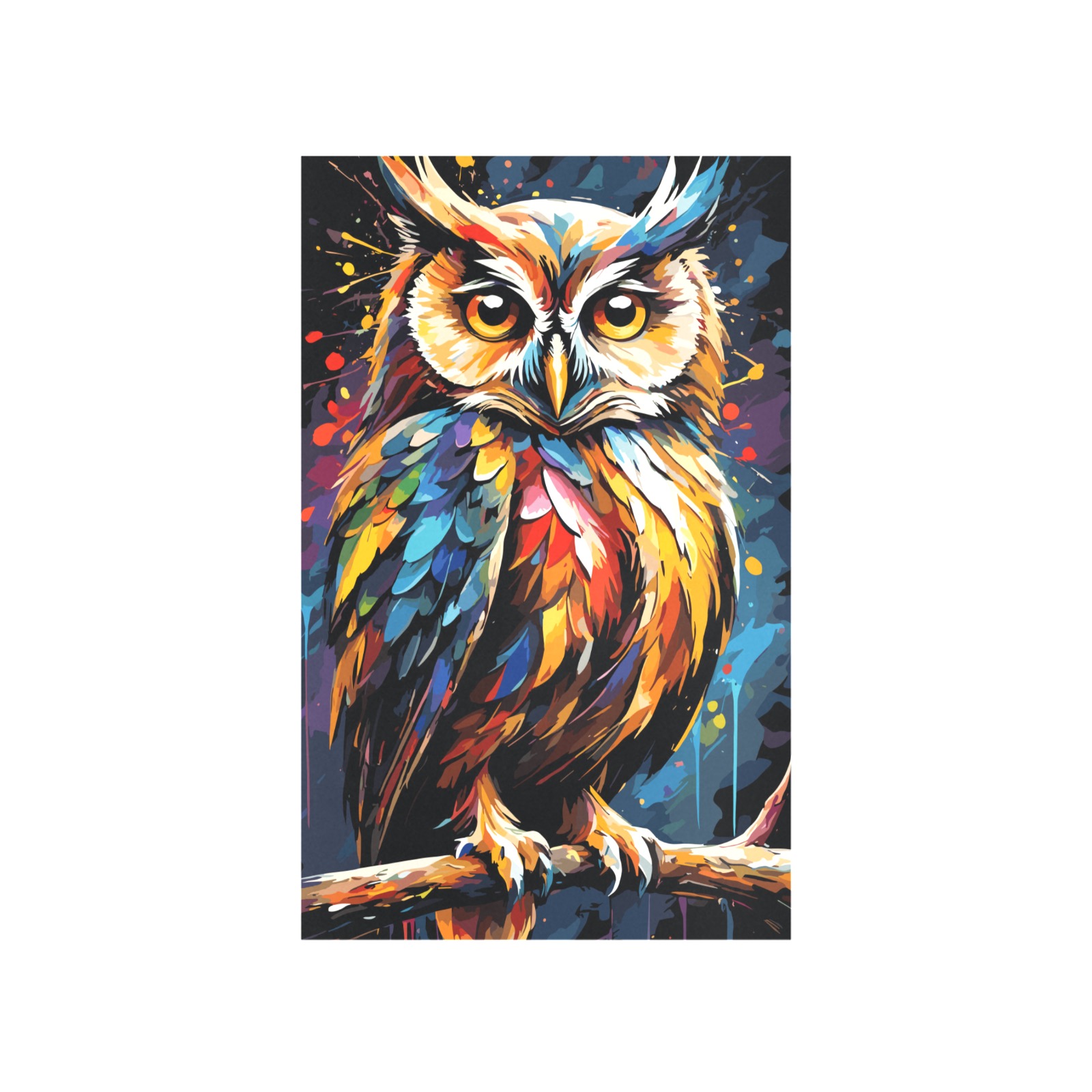 Cute owl bird. Cool, stylish colorful fantasy art Art Print 19‘’x28‘’