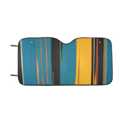 Black Turquoise And Orange Go! Abstract Art Car Sun Shade 55"x30"