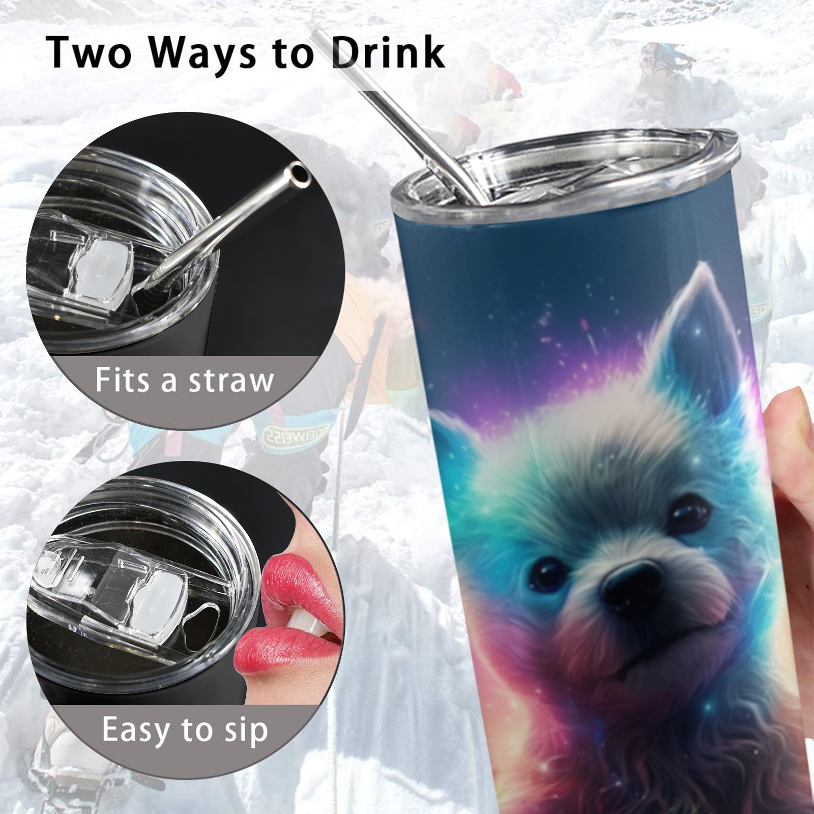 Neon Puppy - 20oz Tall Skinny Tumbler with Lid and Straw