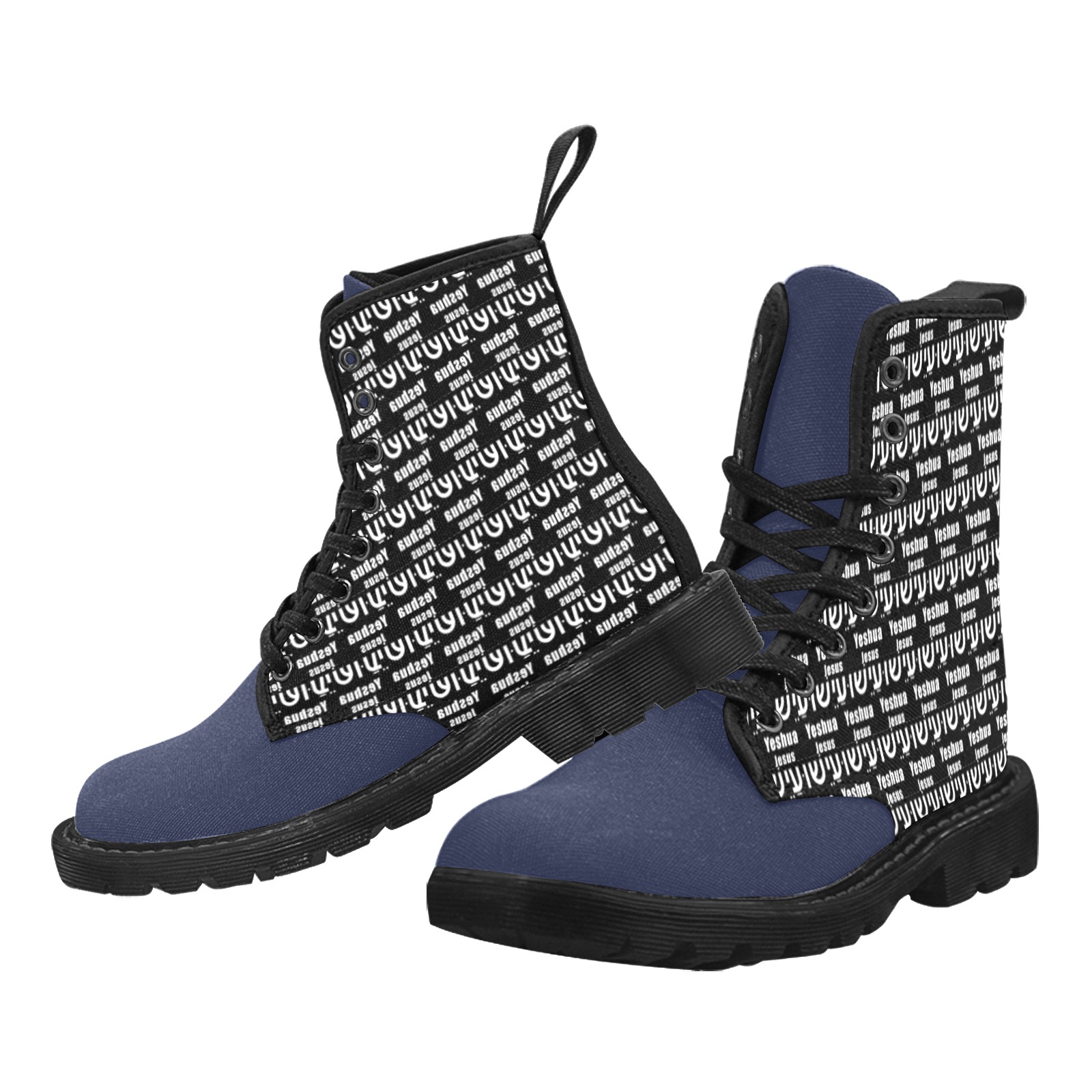 Yeshua Navy Soul Blk Boots 4 Men Martin Boots for Men (Black) (Model 1203H)